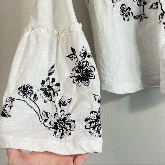 Anthropologie Annie Embroidered Off-The-Shoulder Blouse Floral Long Sleeve Top - Picture 6 of 9